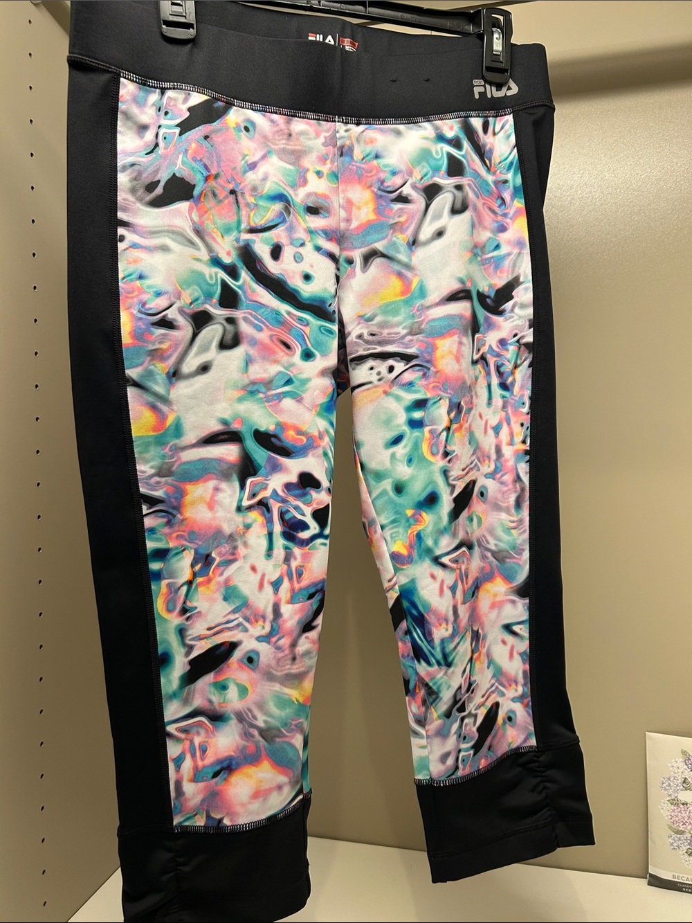 Fila Sport Black & Multi- Color Compression Leggings Size Large
